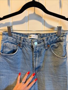 ZARA Light Wash High-Rise Straight Jeans